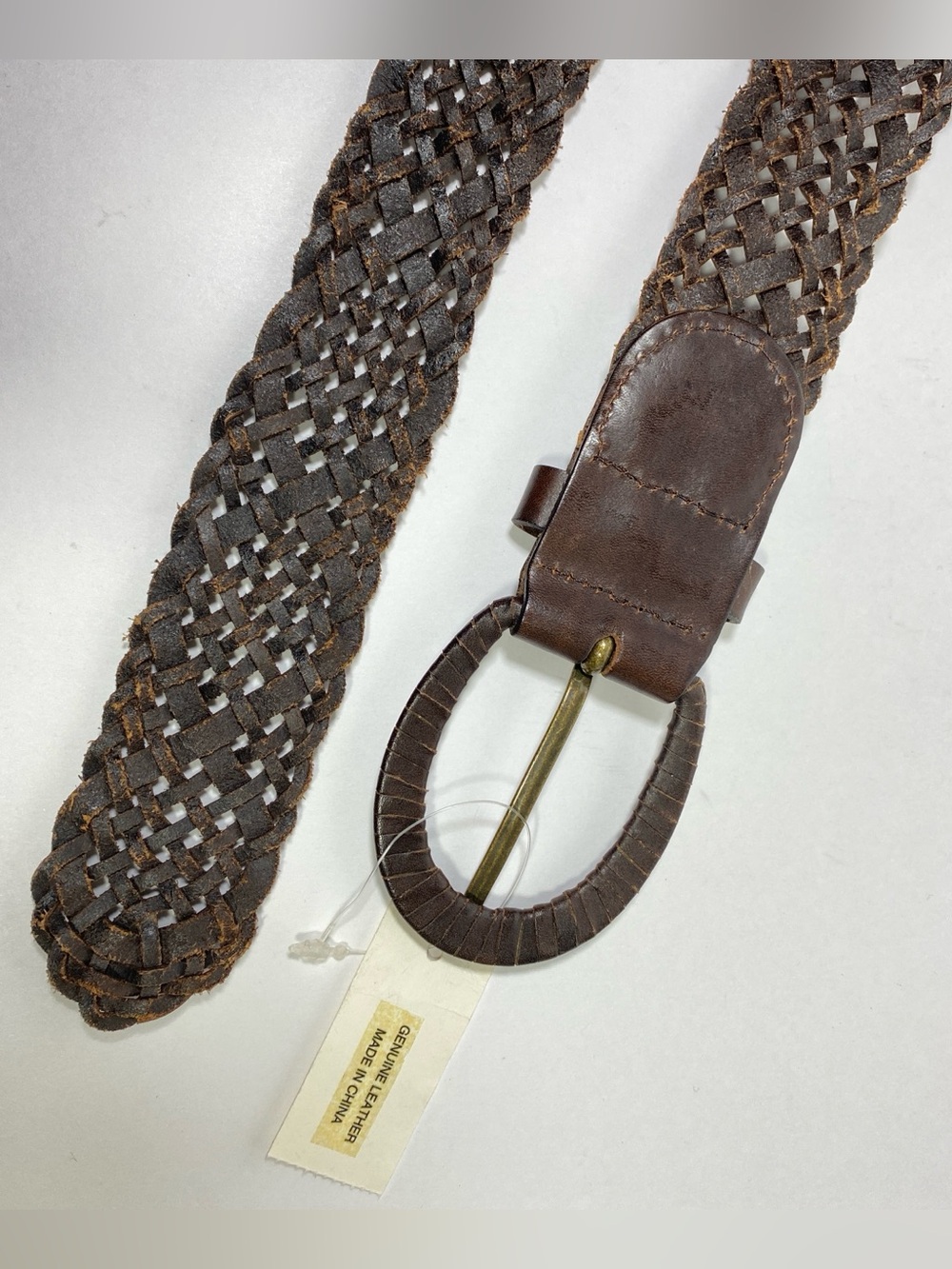 Talbots Women's Braided Woven Genuine Leather Belt Brown Sz S Leather Buckle NWT - Picture 6 of 11